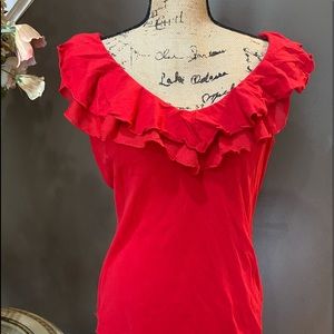 Chaps red ruffle shirt xl